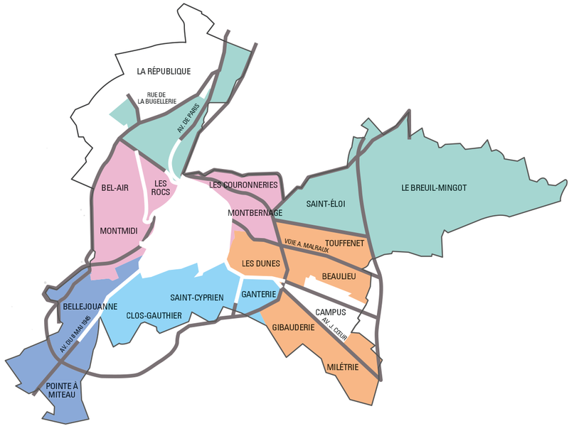 Les quartiers de la commune de Poitiers - Agrandir l'image (fenêtre modale)