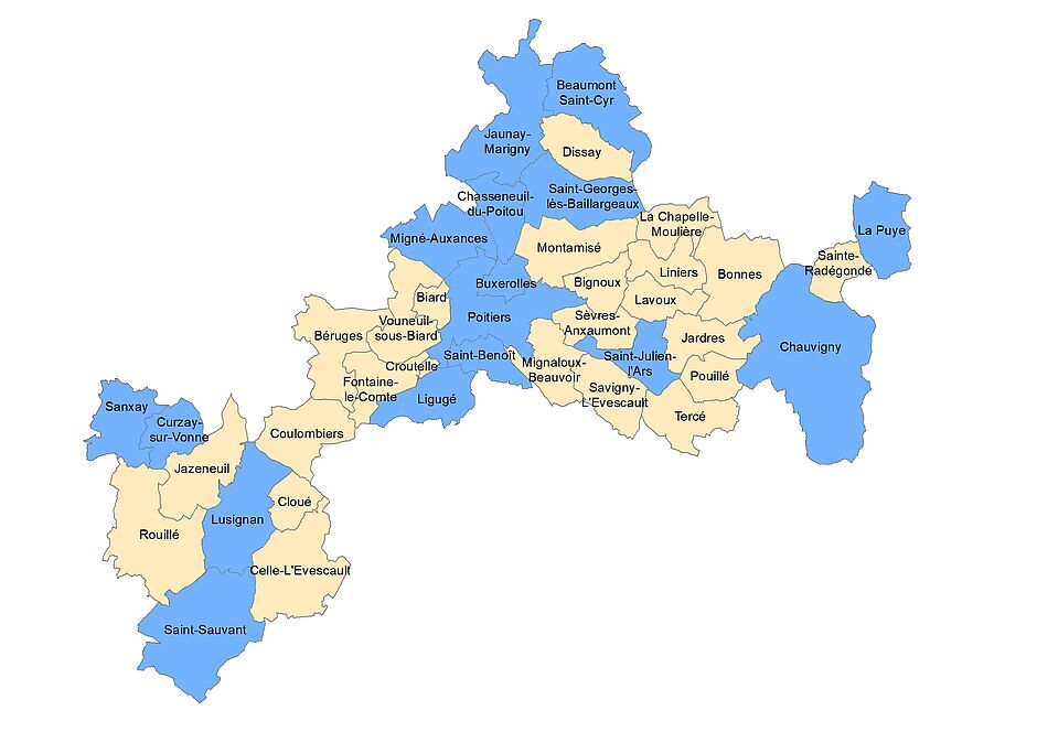 Carte des communes intégrées dans le programme de l'amélioration de l'habitat - Agrandir l'image (fenêtre modale)