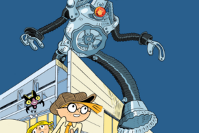 Un robot enjambe la médiathèque François-Mitterrand devant Sacré-Cœur et ses amis