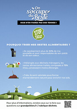 Infographie "On s'occupe du reste. Mais n'en faites pas des tonnes !" "Pourquoi trier mes restes alimentaires ?" - Agrandir l'image (fenêtre modale)