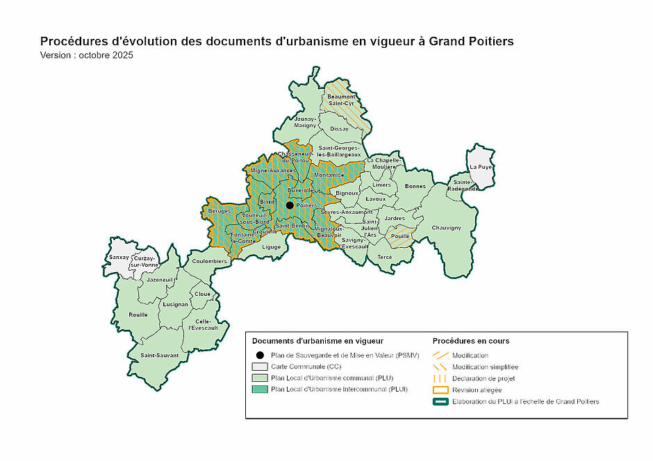 Carte des procédures d'évolution des documents d'urbanisme - Agrandir l'image (fenêtre modale)