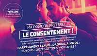 Illustration "ma position préférée ? Le consentement". La loi punit tout acte obtenu sans consentement
